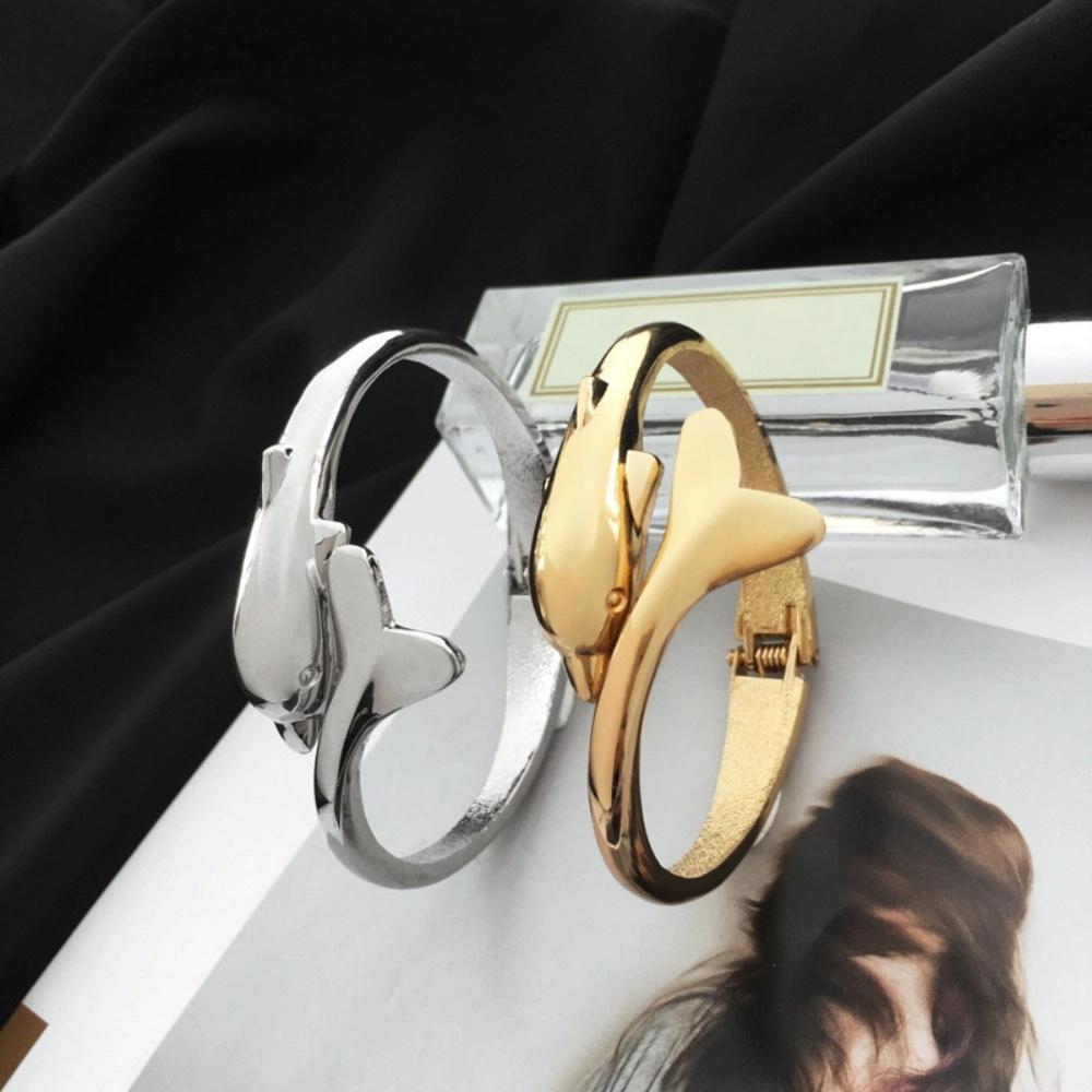 Elegant Dolphin Bangle Creative Marine Organism Hand Chain Exquisite Dolphin Spring Bracelet  Gift