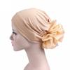 Frauen Übertrieben Blumen Dekor Turban Hut Einfarbig Elastische Bonnet Beanie Hut Weiche Atmungsaktive Pullover Hut Streetwear