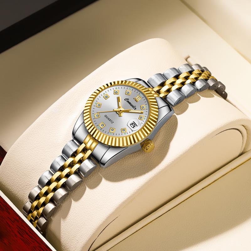 Luminous Waterproof Quartz Couple Watches - Men's & Women's Casual Pair with Calendar