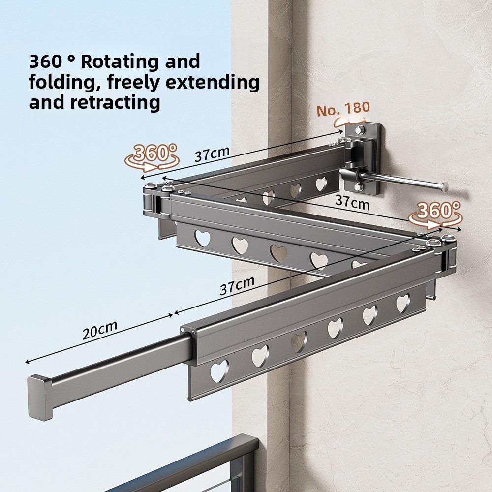Foldable Clothes Drying Rack, Wall Mounted Retractable Laundry Hanger for Balcony Bathroom Window, Space Saving Stainless Steel