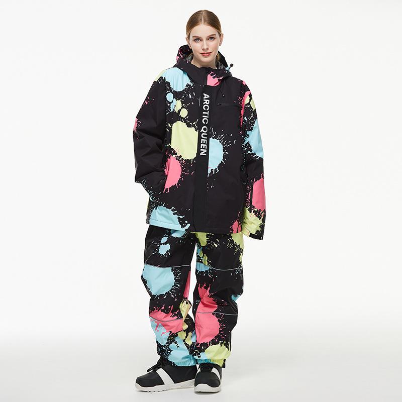 Skiwear men and women winter outdoor waterproof windproof thickened warm thickened snowboard snowboarding clothes ski suit set