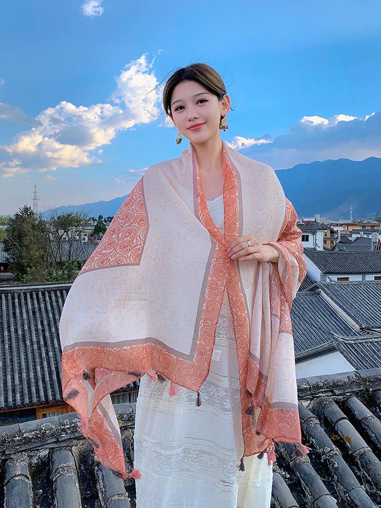 Summer Elegant Women Silk Scarf Beach Wrap Shawls Vintage Scarfs For Ladies Sunscreen Bandana Hijab Mujer Bohemian Scarve Pareo