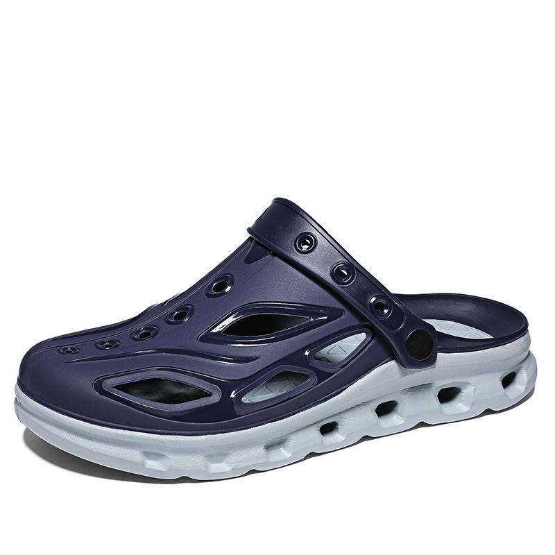 Slippers men's summer outer wear non-slip thick-soled wear-resistant driving hole shoes men's sports and leisure beach half-drag sandals