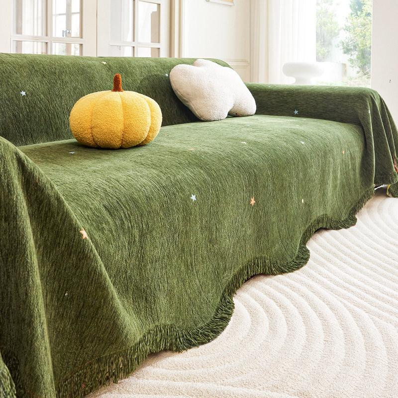 Shenier Thickening Warm Sofa Cover Anti Cat Scratch All Season Universal Sofa Towel Sofa Protect Cover with Tassel Couch Blanket