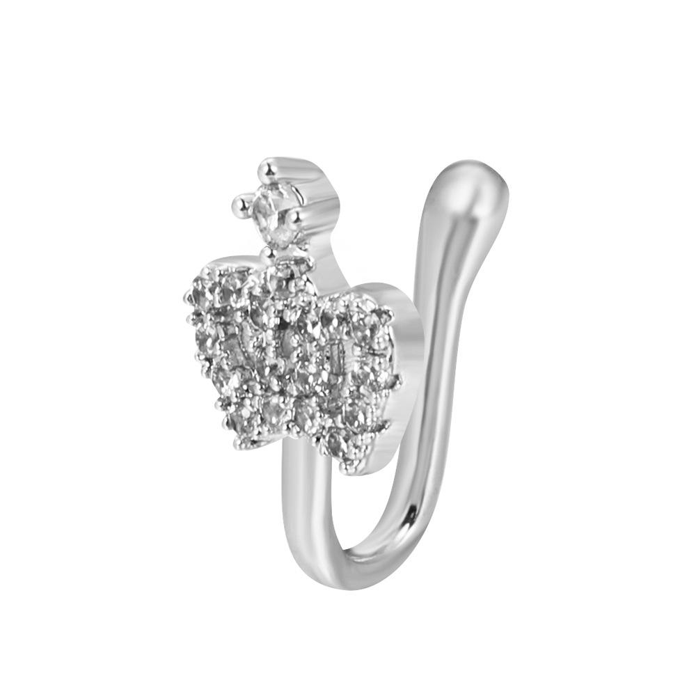 Non Perforated U-Shaped Nose Clip Copper Inlaid Zircon Star Shaped Heart Crown Nose Ring Nose Decoration Puncture Decoration