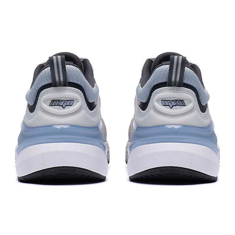 New LiNing Slip Resistant, Abrasion Resistant, Breathable Low Top Running Shoes Men's Gray White Blue ARST081-5