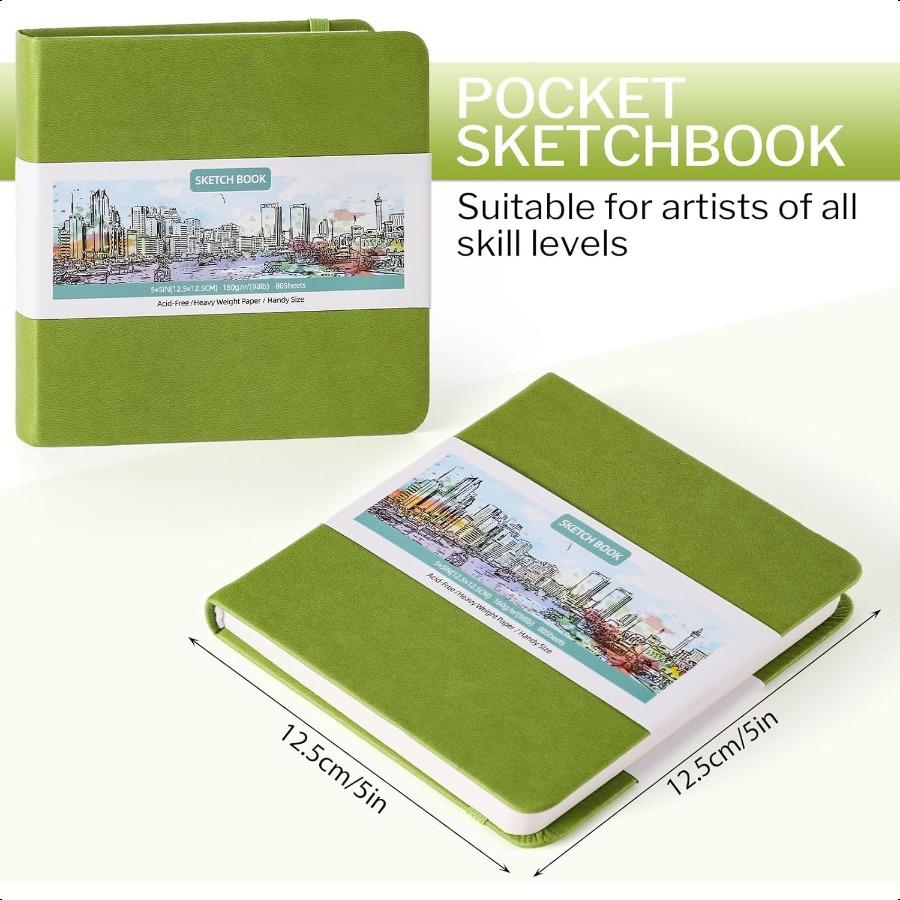 

Карманный скетчбук в твердом переплете 5 x 5 Квадратный Мини-скетчбук 98 фунтов 160 г/м2 Тяжелый Вес Крошечная Книга для Эскизов 80 Листов Маленький Дорожный Рисовал United States