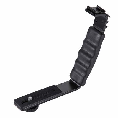 PULUZ PU3011 L-Shaped Bracket For DSLR Camera Flash Dual Hot Shoe Aluminum Alloy Ergonomic Handle