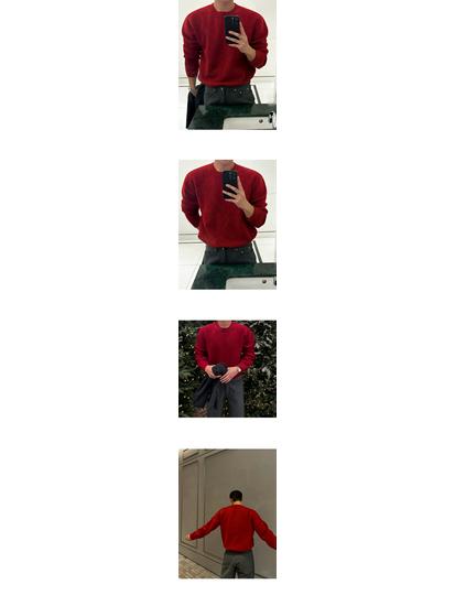 Men's Winter Thick Knit Pullover Sweater - Simple Round Neck Korean Style