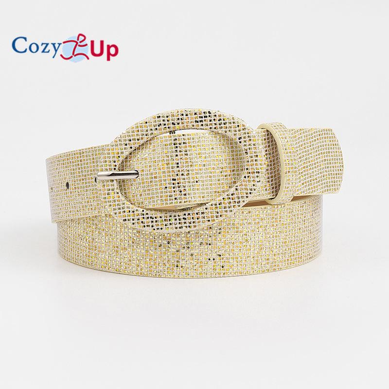 

Ремень с овальной японской пряжкой, женский, с пайетками, в стиле ретро, с декоративными джинсами 106x3.7cm бежевый