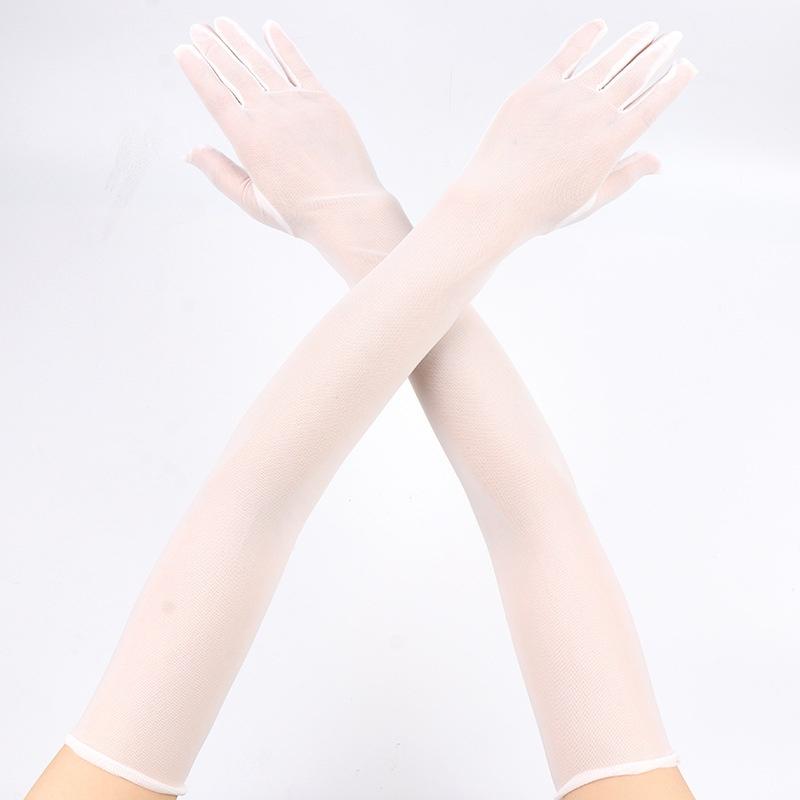 55CM Sexy Lace Thin Hollow Transparent Long Gloves Breathable Net Yarn Women Man Stage Performance Party Cosplay Elasticity