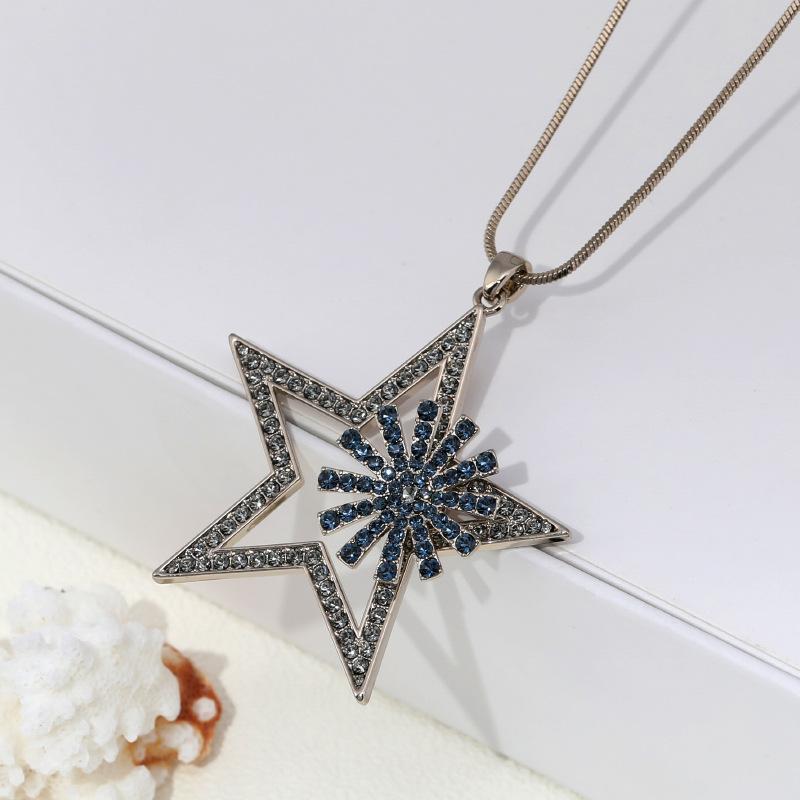 

Pentagram Unique Geometric Necklace Stunning Long Chain Ideal For Special Occasions Coffee Blue