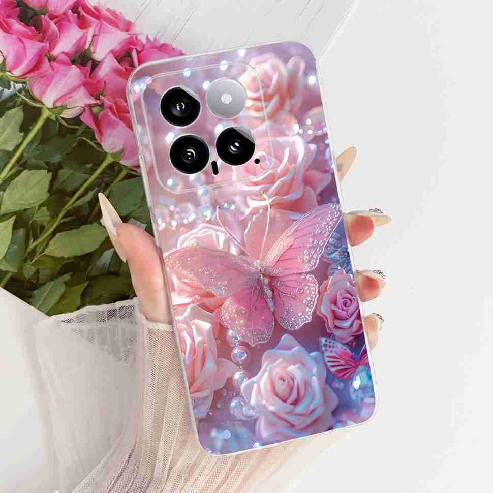 For Xiaomi Mi 14 5G 23127PN0CC Case Fashion Dragon Butterfly Silicone TPU Cover For Xiaomi Mi14 5G 6.36" 23127PN0CG Phone Shell