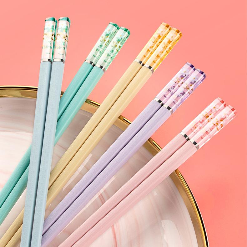 5 Pair Pattern Chopsticks Non-Slip Sushi Chop Sticks Set Chinese Eco-Friendly Reusable Amber Sakura Japanese Chopsticks Kitchen