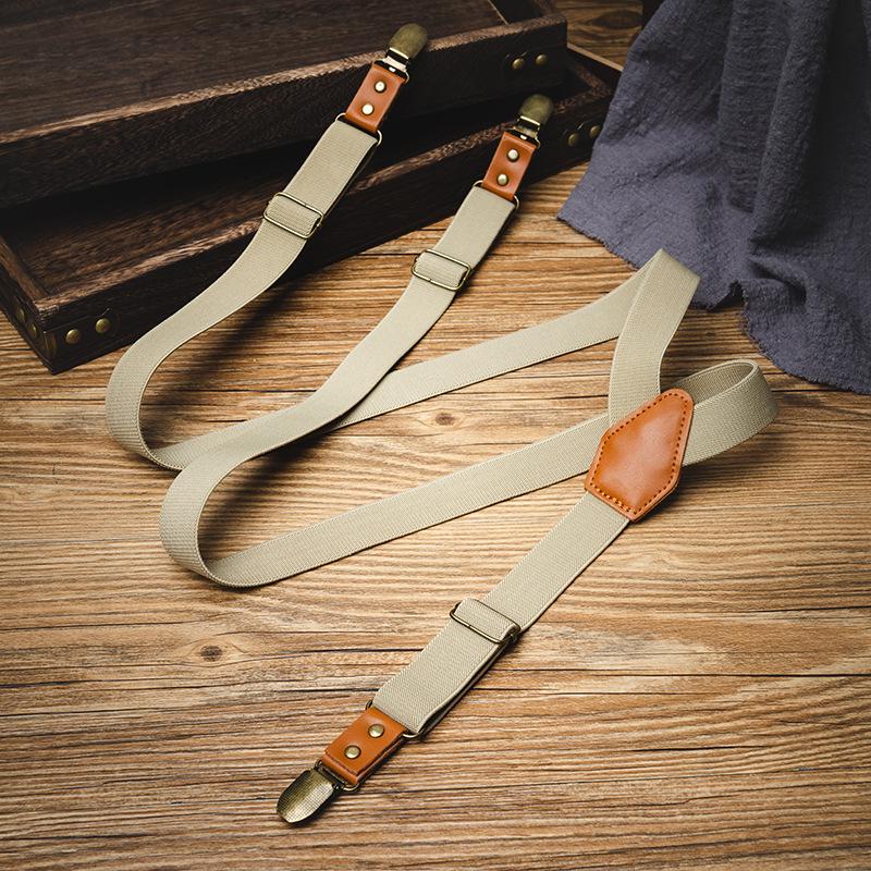 Retro British Y-Shaped Elastic Suspenders with Three Clips for Adults - Trendy and Versatile.