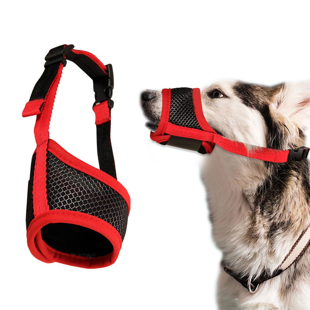XDog Muzzle Breathable Prevent Biting Barking Eating Adjustable Dog Mouth Guard Cover with Hook and