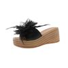 Fashion 2025 Fairy Blossom Feather Slippers Woman Flats Pantuflas Platform Sandals Wedges Flippers Ladies Open Toe Slides Muffins Shoes