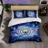 Manchester City Pattern 3 Pieces Bedding Set Soft Microfiber Duvet Cover with Pillow Cases for Bedroom