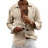 Men’s Linen Long-sleeved Shirt: Loose-fitting, Breathable, Vintage-style Button-down Collar