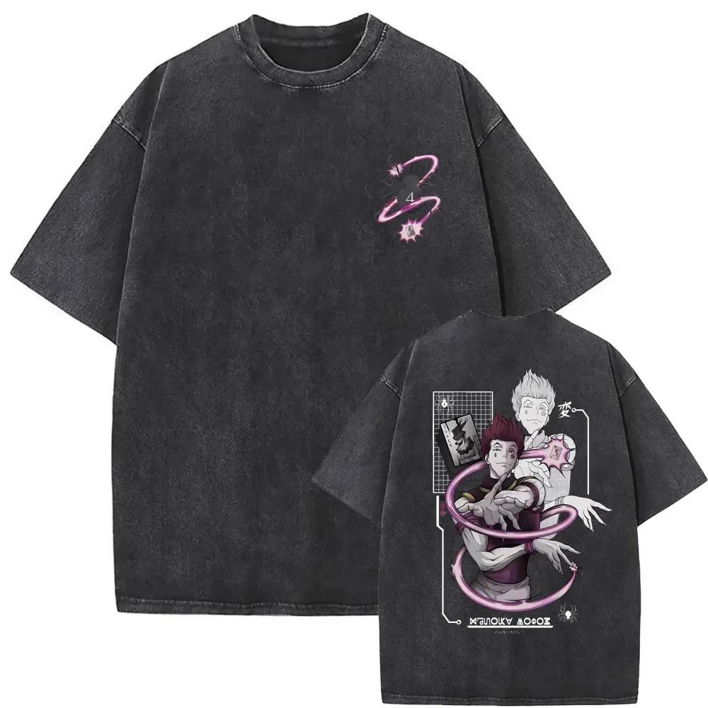 Killua Zoldyck Hunter X Hunter Graphic T-shirt Harajuku Washed T-shirts Men Women Cotton Casual Oversized Short Sleeve T Shirts