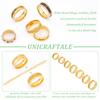14pcs 7 size Unisex Stainless Steel Grooved Finger Ring Sets, Wide Band Rings, Golden, Inner Diameter: 16~22.1mm, Slot: 4mm, 2Pcs/size