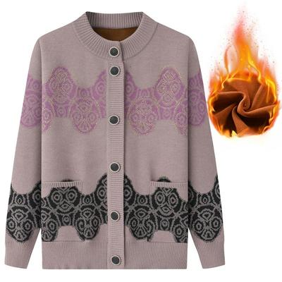 Autumn and Winter Women's Sweater Jacket Plus Velvet Thick Sweater Cardigan Spring Top