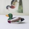 Mini Green-headed Duck Statue Handmade Desktop Ornament Wooden Duck Figure  Tabletop Display