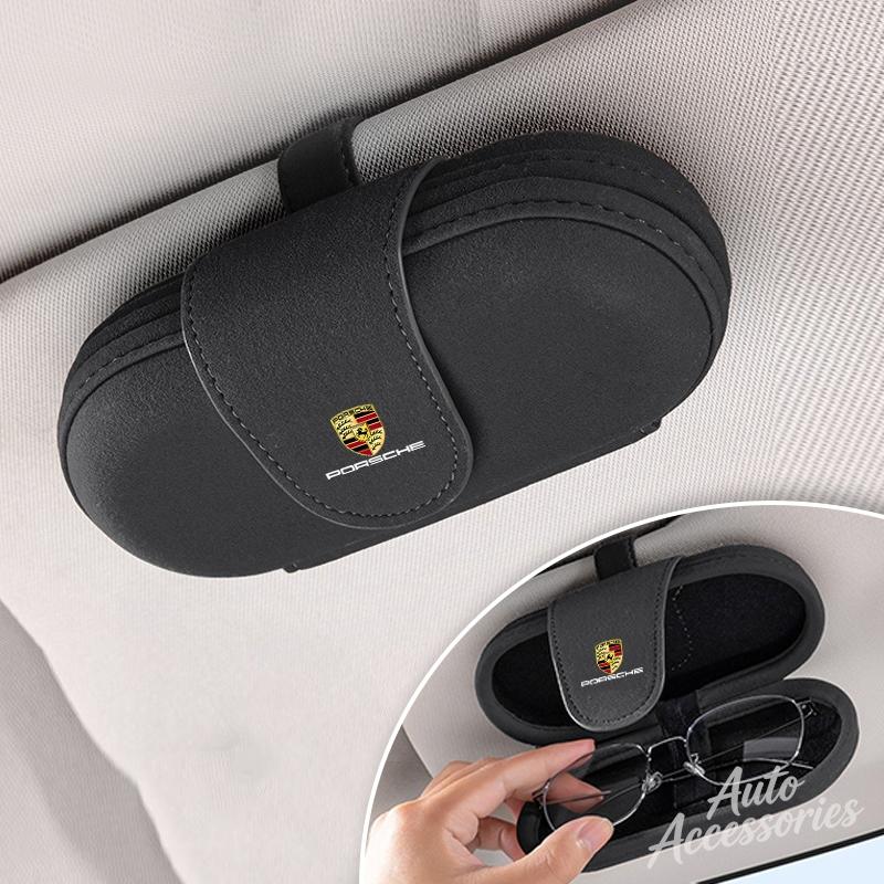 Car Glasses Case Auto Sun Visor Glasses Holder Sunglasses Clip Storage Accessories For Porsche Macan Panamera Cayenne Cayman 911 FU3