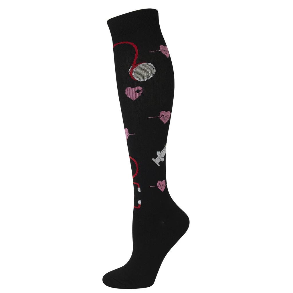 Men Women Ecg Wave Compression Sport Socks Running Socks Compress Stockings Pressure Nylon Long Varicose Veins High Socks
