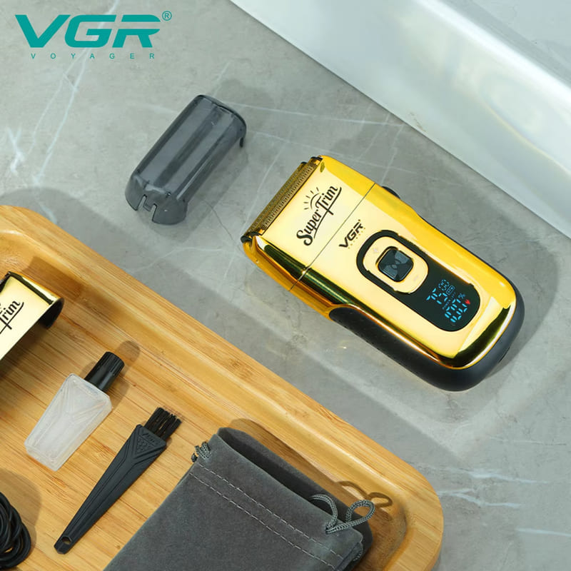 Exquisita y Duradera Afeitadora Recíproca para Hombre Afeitadora Pantalla Digital LED LCD de Alta Potencia Red de Doble Hoja Cortapelos para Calvicie Recorte de Cabello Cuidado Facial
