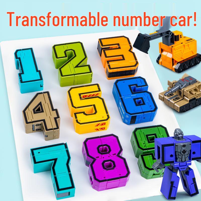 Number Transforming Robot Toy Set for Kids: 0-9 Educational Assembly for Elementary Students