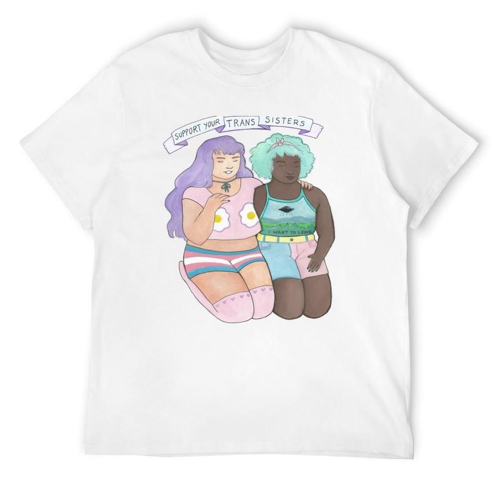 Support Your Trans Sisters T-Shirt Street Wear Blacks Vintage Anime Shirt Fitted T Shirts for Men