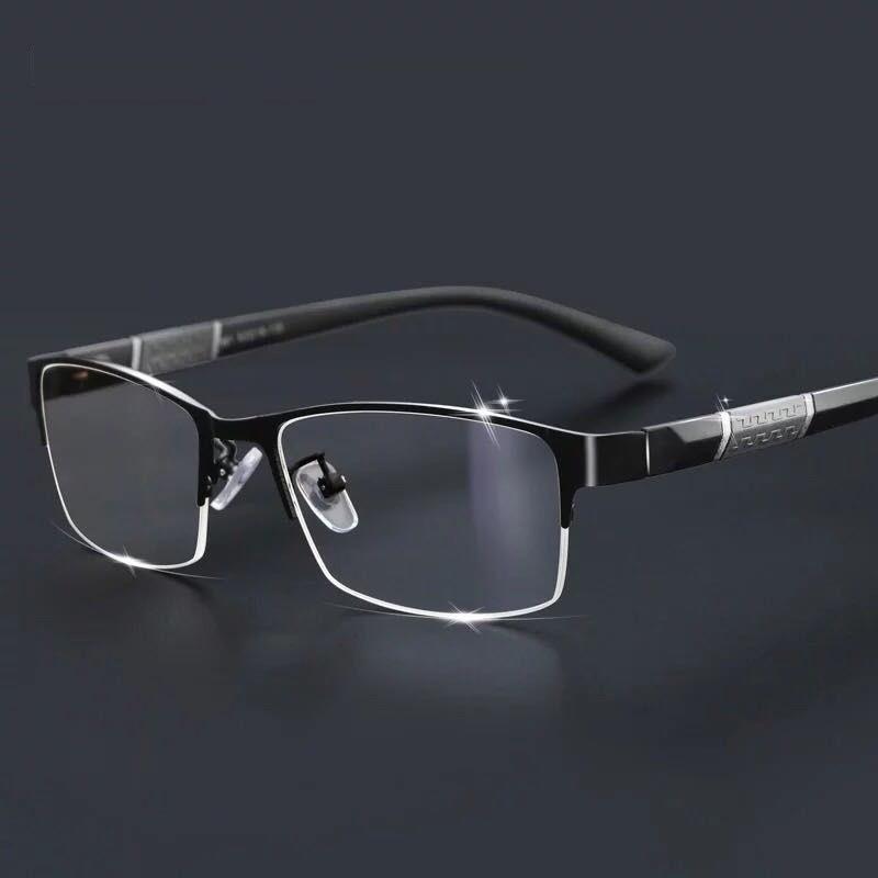 6PCS Men's Business Reading Glasses Half Rim Blue Light Blocking Farsightedness Anti Fatigue Metal Frame Eyewear