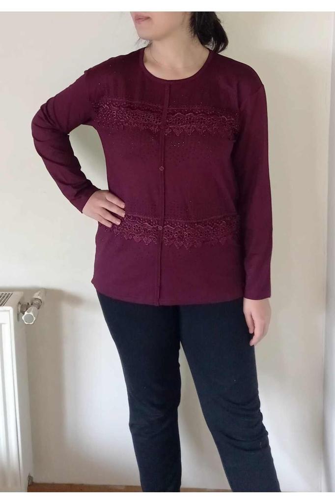 Women's Big Size Blouse Guipure Stone Trend Mother Blouse