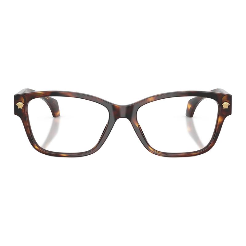 Versace Temple letter logo, plate and metal, square, optical glasses, unisex couple style, tortoiseshell color 0VE3392F-5539-Tortoiseshell 54