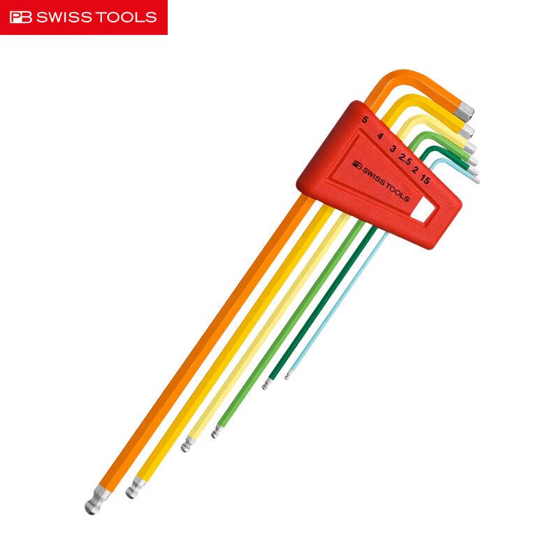 PB SWISSTOOLS Colored L-Shaped Ball-End Hex Key Set, 6-Piece