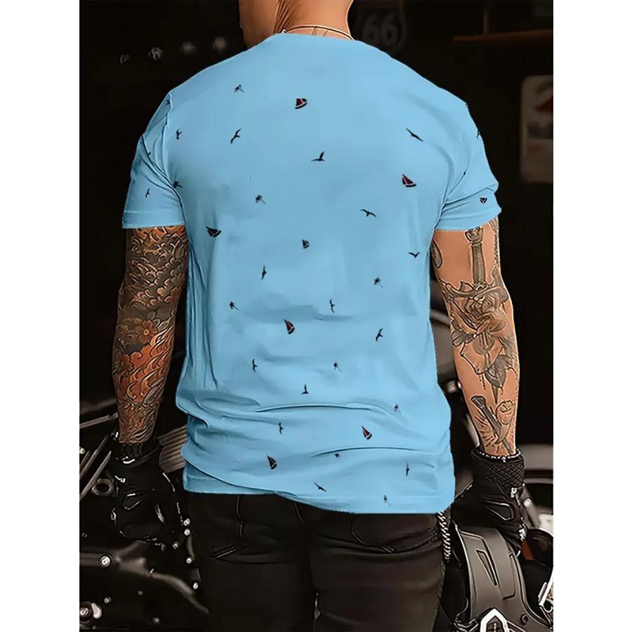 Men's 3D Digital Print Casual T-Shirt - Lightweight Breathable Round Neck Short Sleeve Tee with Black & White Abstract Design for Summer