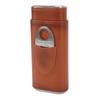 3 Finger Cigar Case Iron Cover Portable Soft Glossy Leather Cigar Holder Case with Cutter for
