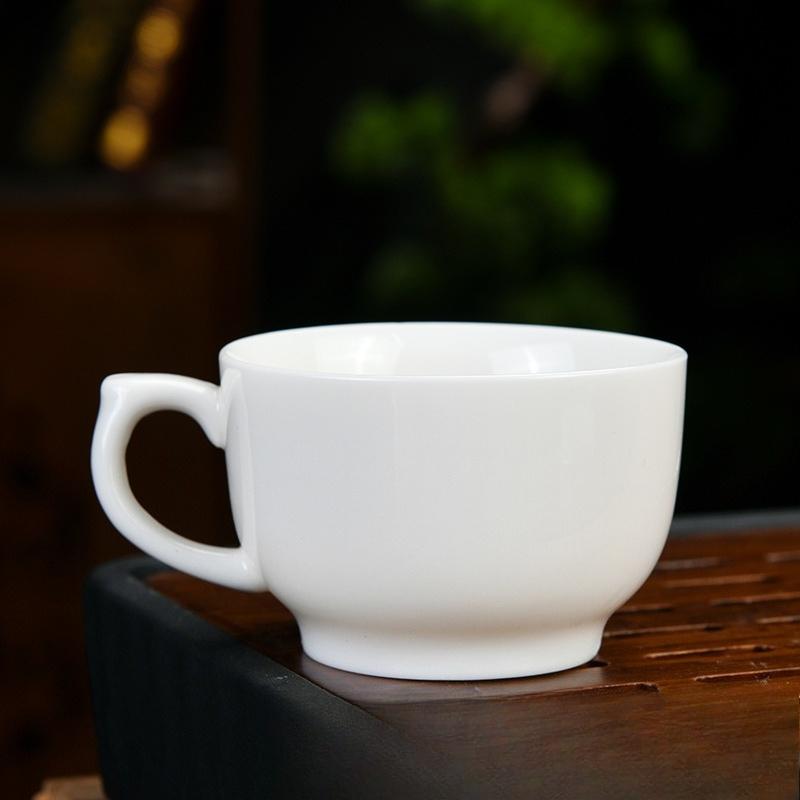 Handmade White Porcelain Tea Cup Heat Resistant Handle Personal Gongfu Teacup for Tea Ceremony