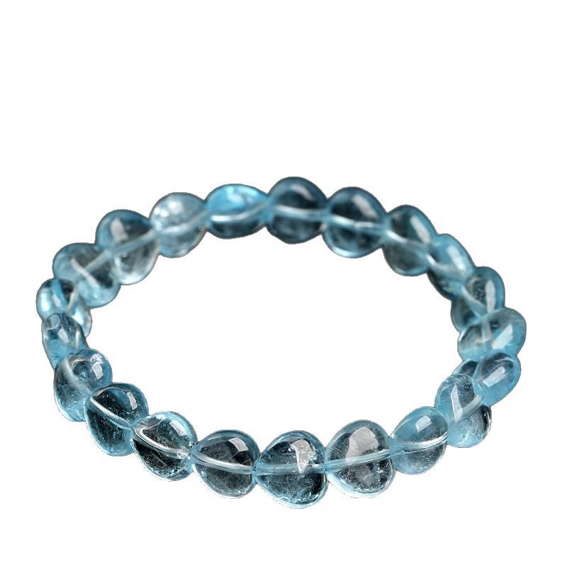 Hongxirui Kristall Natürlicher Blauer Topas Herzförmiges Armband