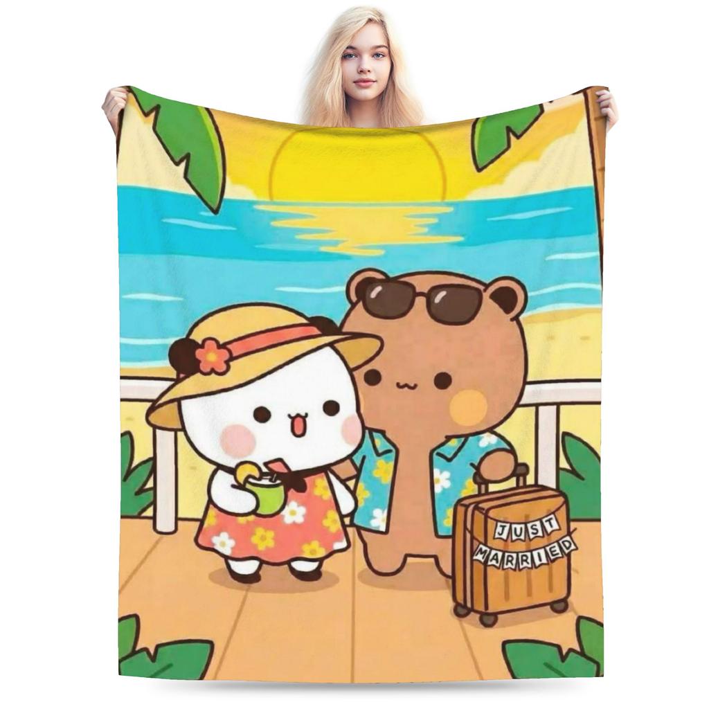 Cute Bear Bubu Dudu Fleece Blanket Novelty Throw Blankets For Home 150*125Cm Plush Thin Quilt