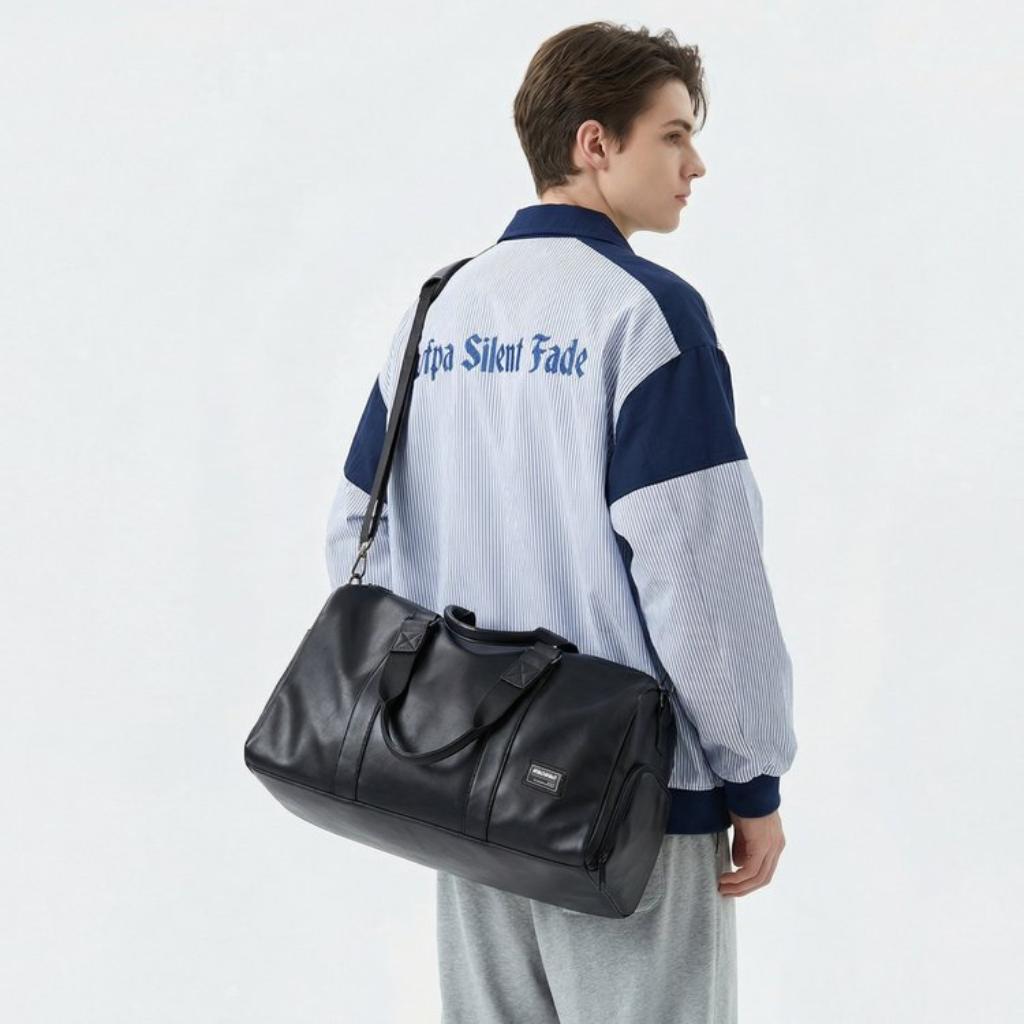 Travel Bag Unisex PU Large Capacity Adjustable Strap Travel Gym