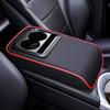 2 in 1 Car Armrest Cushion with Cup Holders, PU Leather Center Console Pad, Portable Height Adjustable Pillow for Comfort Suppor