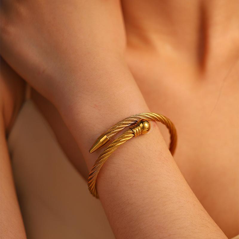 Personalized gold steel wire nail  K gold opening  light luxury niche high-end titanium steel 