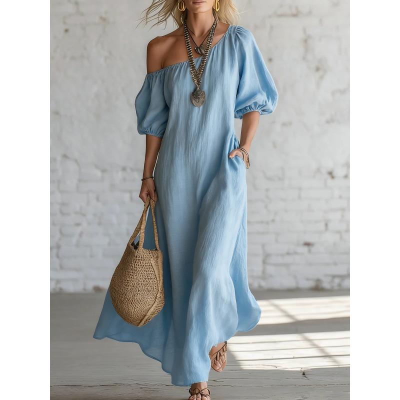 BITCED Fashion Summer Spring Solid Color Print Short Sleeve Casual Dresses