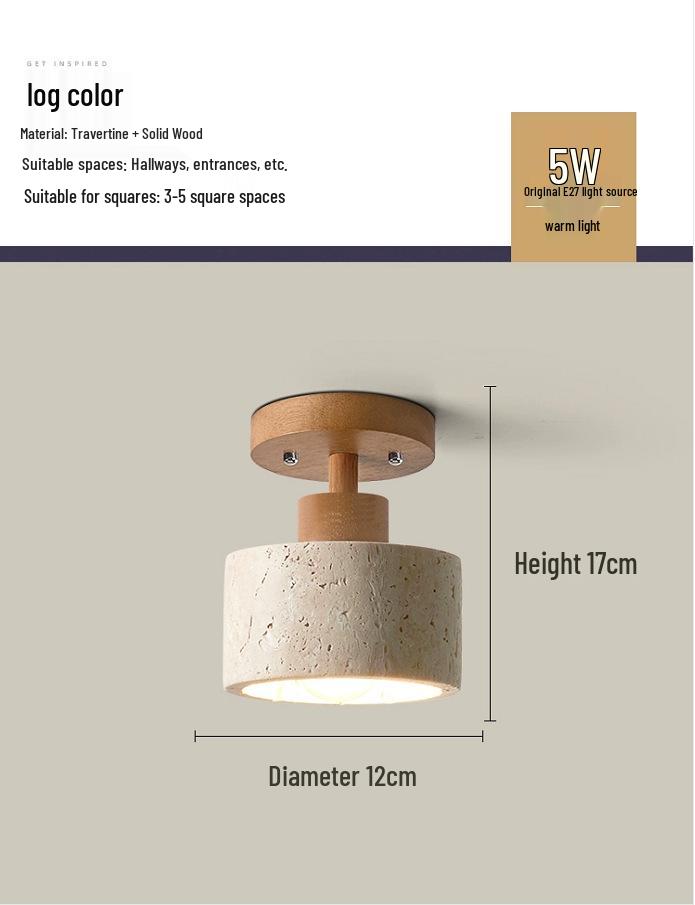 Japanische Wabi-Sabi Gelber Höhlenstein Deckenleuchte für Eingangsbereich oder Balkon