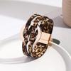 Wide Wrap Leopard Print Leather Bracelets Magnetic Snap Circle Cross Bracelet  for Women