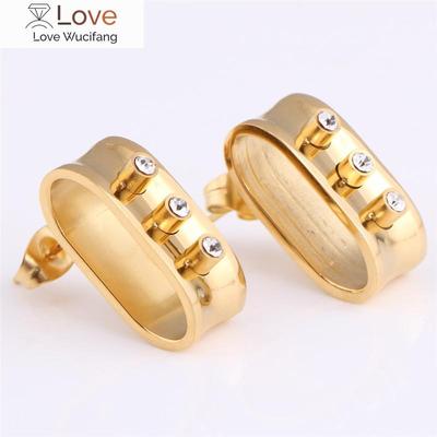 Wild New Gold Inlaid Zircon Titanium Steel Earrings Female Crystal from Austrian Fasion Jewelry Fit Women For Party