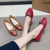 Korean Spring and Summer Fashion Women's Shoes Bowknot Bean Shallow Mouth Pointed Toe Low Heel Flat Bottom Rhinestone Single Shoes