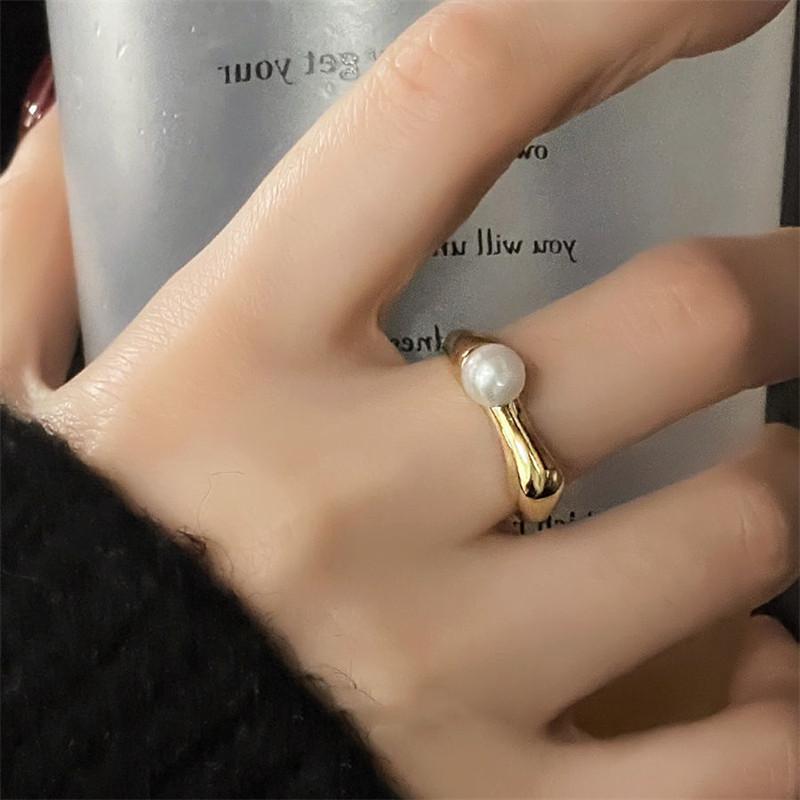 Fashion Cute Shell Irregular Rings For Women Girls Elegant Temperamental Gold Color Zircon Open Adjustable Ring Jewelry